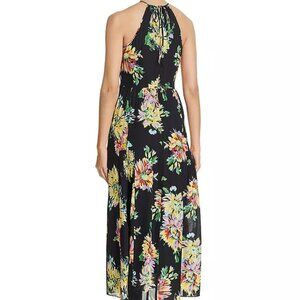 NWOT Kobi Halperin Silk Black Floral Sleeveless Maxi Dress Size Small